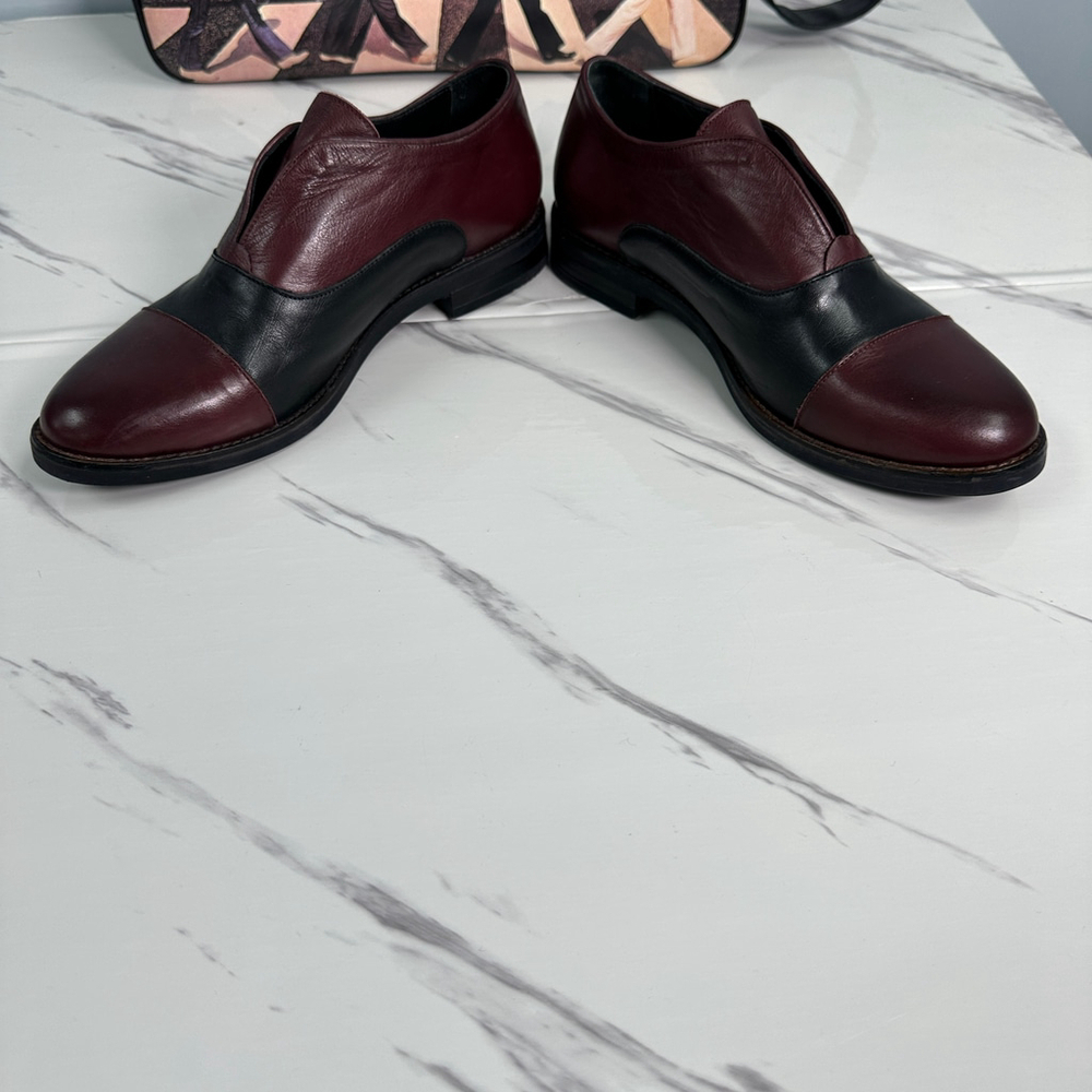 Professional Loafer Bueno Leather Oxblood Slip On Shoes Office Chic 39 US 8.5 - Picture 8 of 8